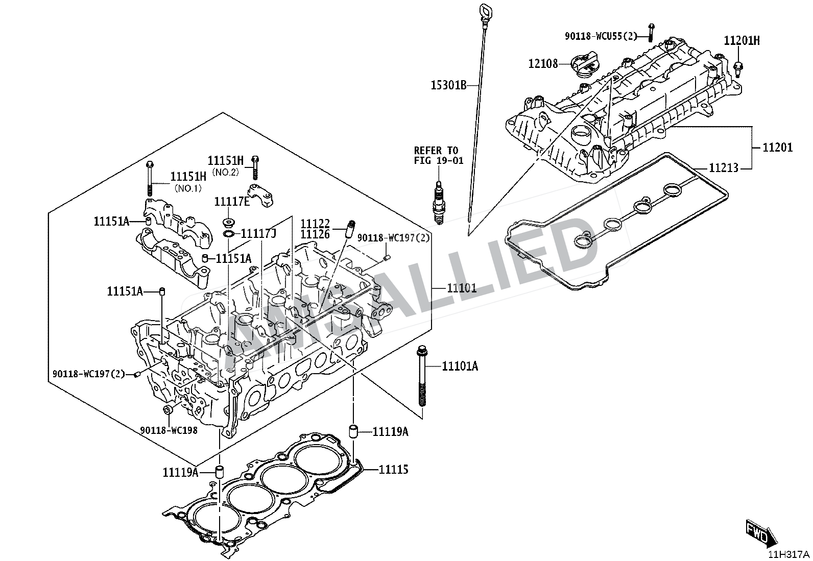 Toyota Rumion Cylinder Head exploded parts diagram, figure 1104