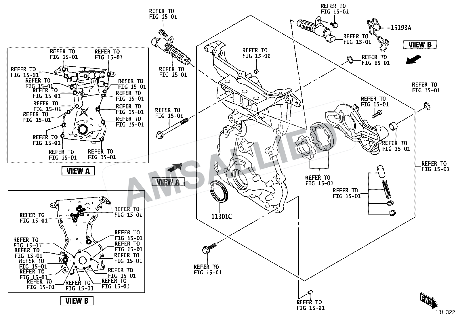 Toyota Rumion Timing Gear Cover & Rear End Plate exploded parts diagram, figure 1106
