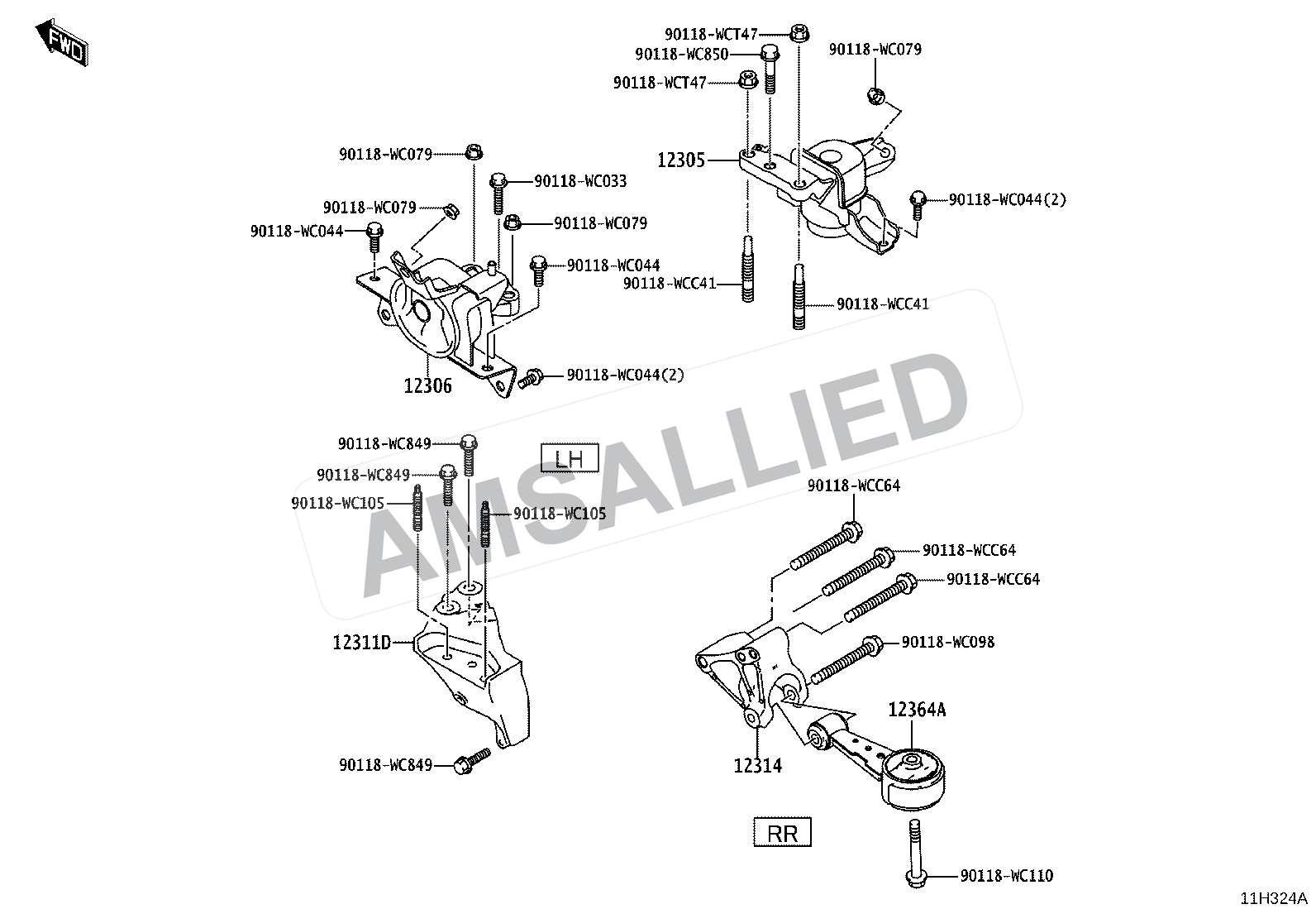 Toyota Rumion Mounting exploded parts diagram, figure 1107