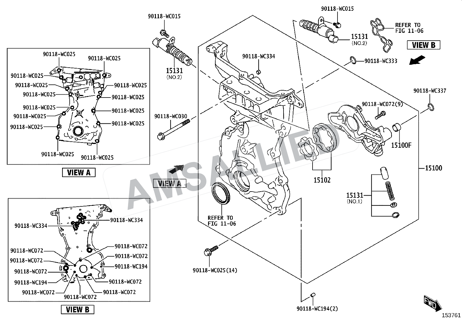 Toyota Rumion Engine Oil Pump exploded parts diagram, figure 1501