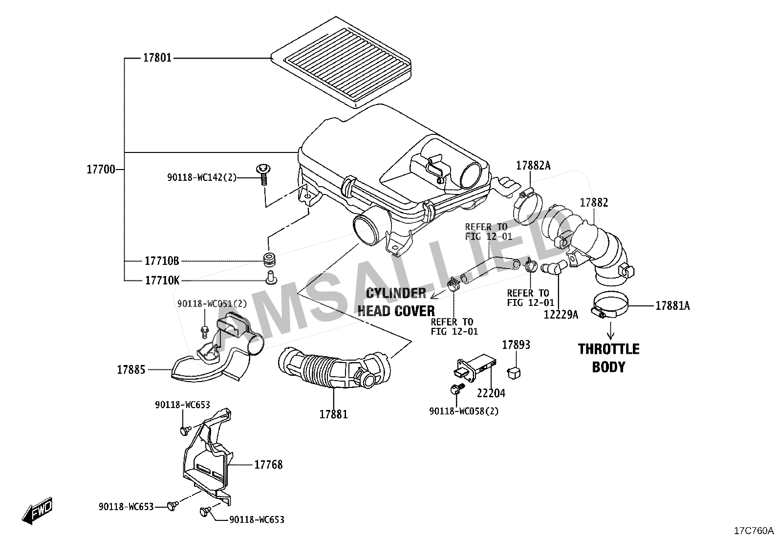 Toyota Rumion Air Cleaner exploded parts diagram, figure 1703
