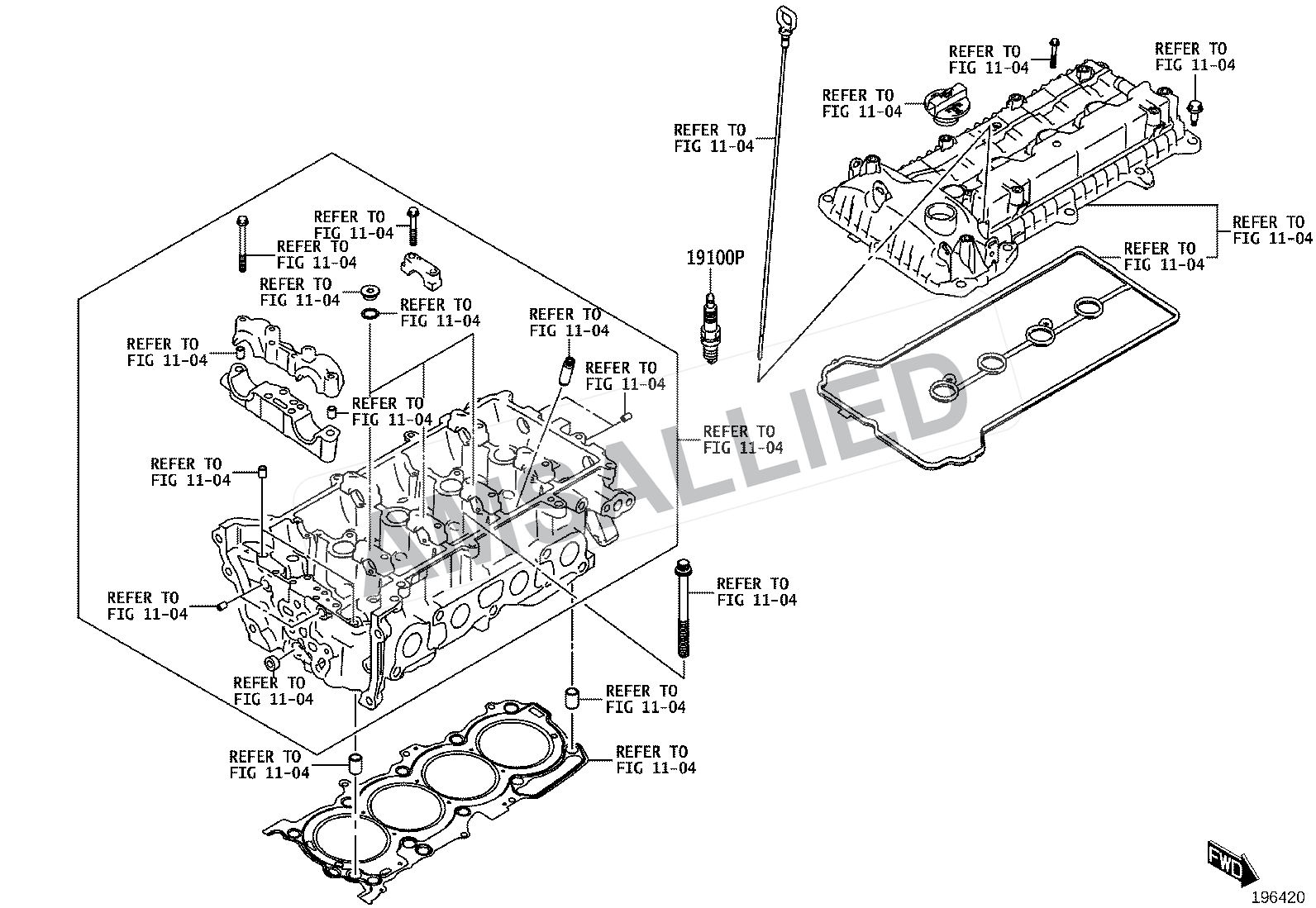 Toyota Rumion Ignition Coil & Spark Plug / Glow Plug exploded parts diagram, figure 1901