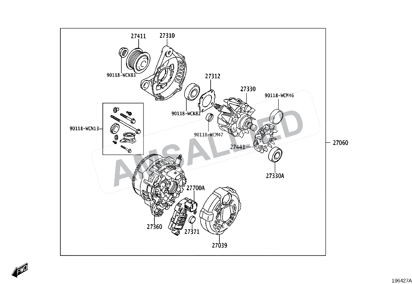 Toyota Rumion Alternator exploded parts diagram, figure 1903