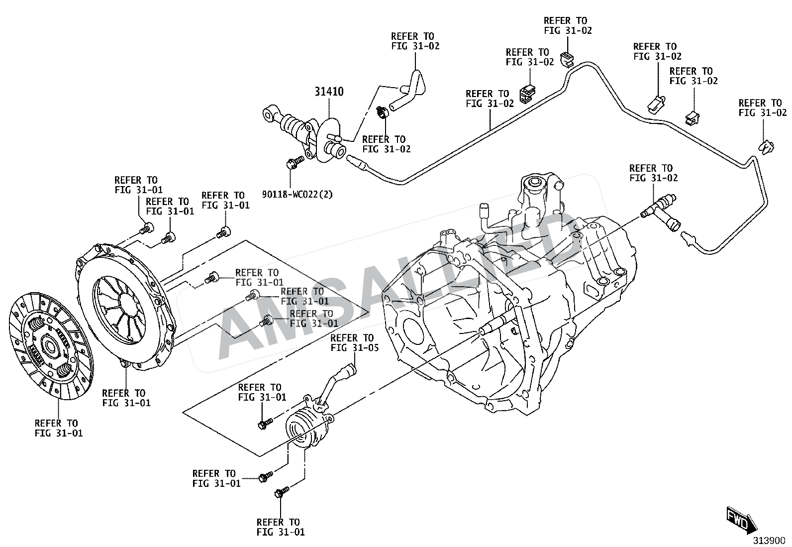 Toyota Rumion Clutch Master Cylinder exploded parts diagram, figure 3103