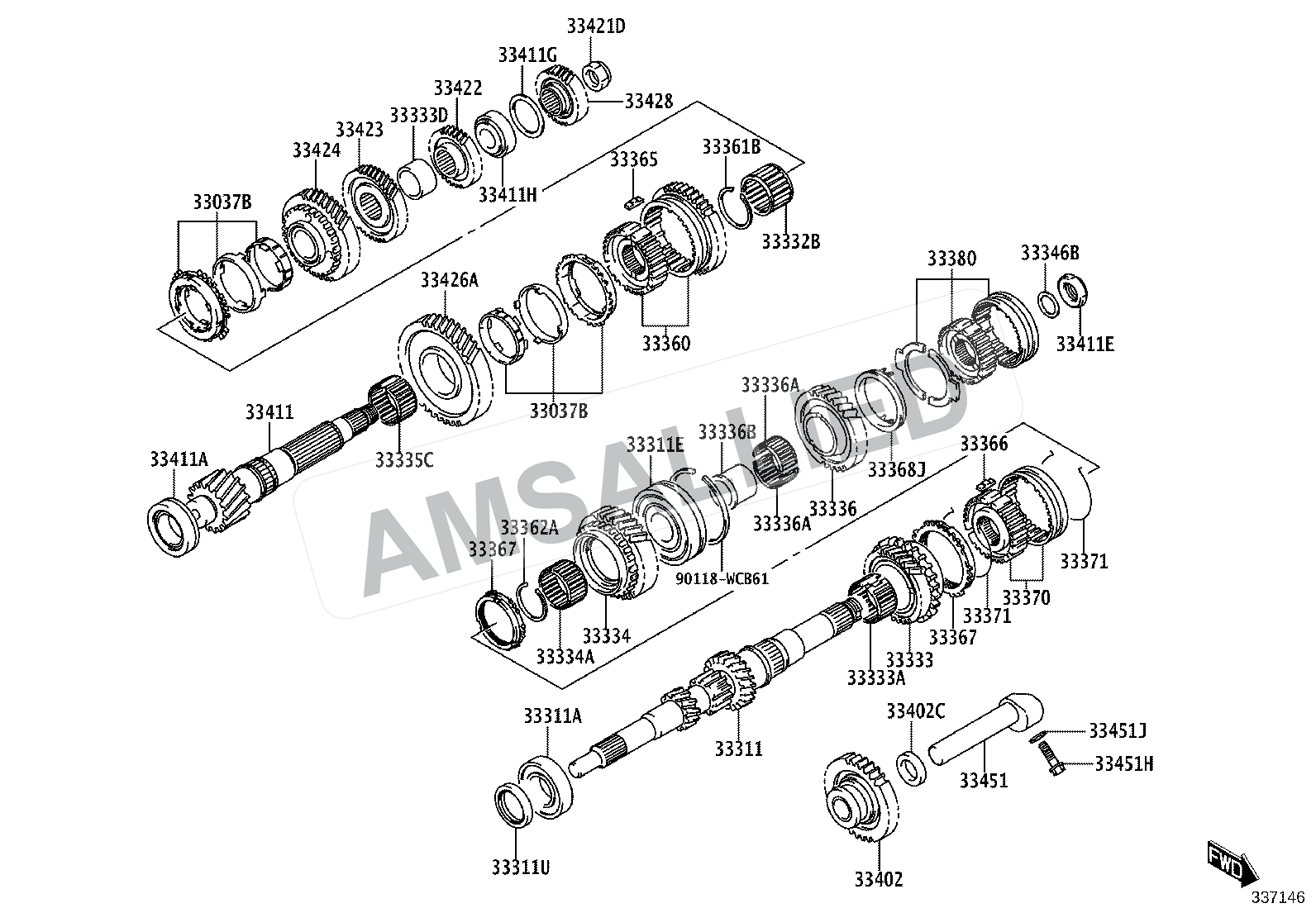 Toyota Rumion Transmission Gear (mtm) exploded parts diagram, figure 3305