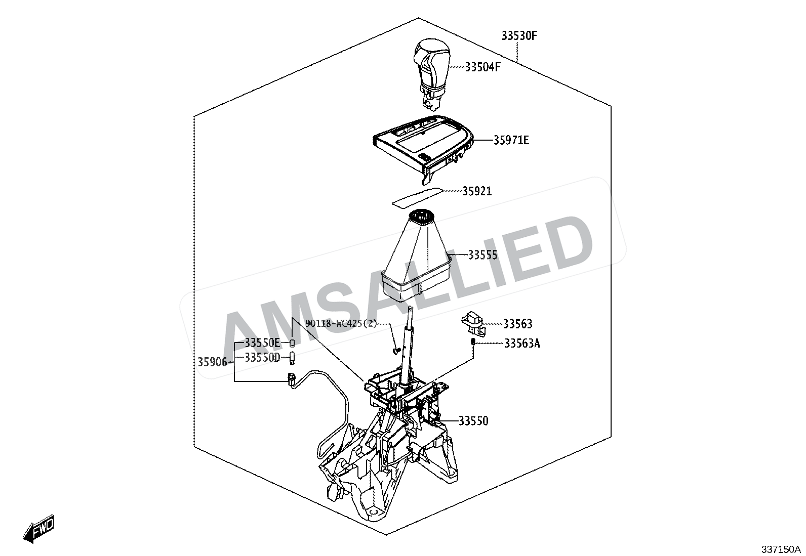 Toyota Rumion Shift Lever & Retainer exploded parts diagram, figure 3312
