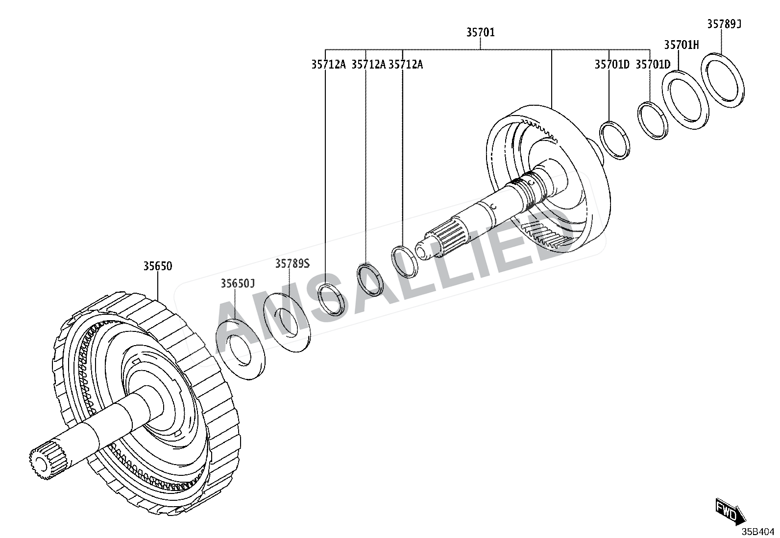 Toyota Rumion Brake Band & Multiple Disc Clutch (atm) exploded parts diagram, figure 3507