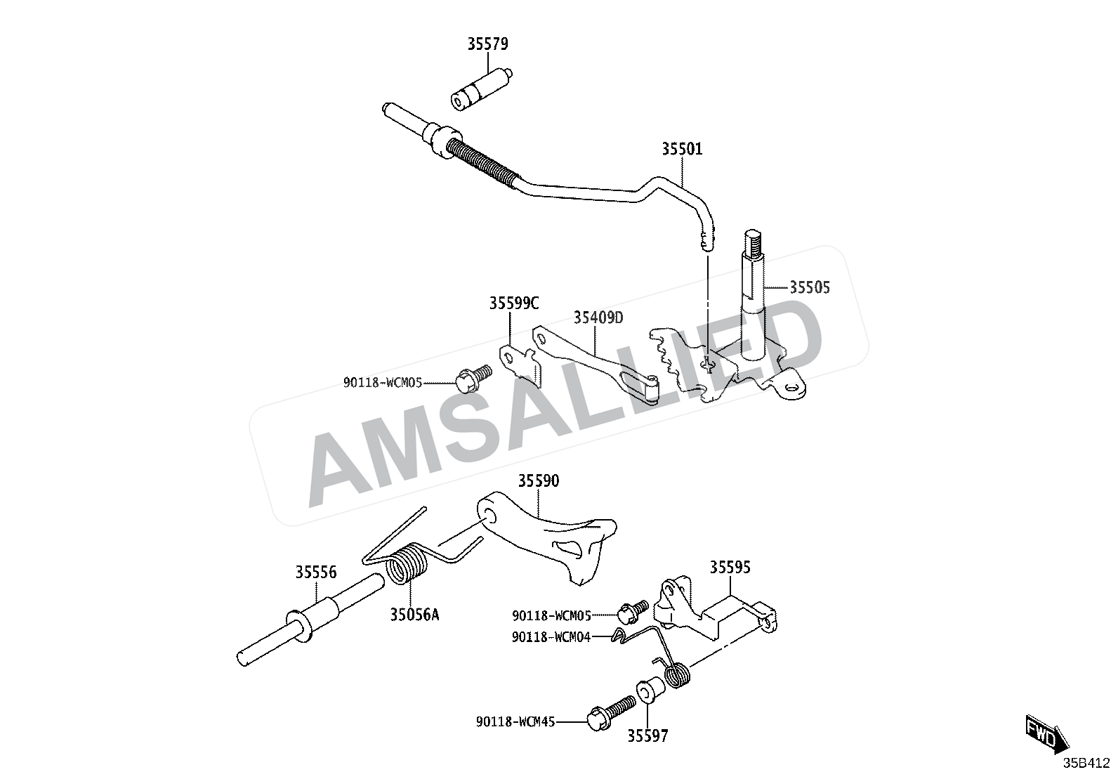 Toyota Rumion Throttle Link & Valve Lever (atm) exploded parts diagram, figure 3513