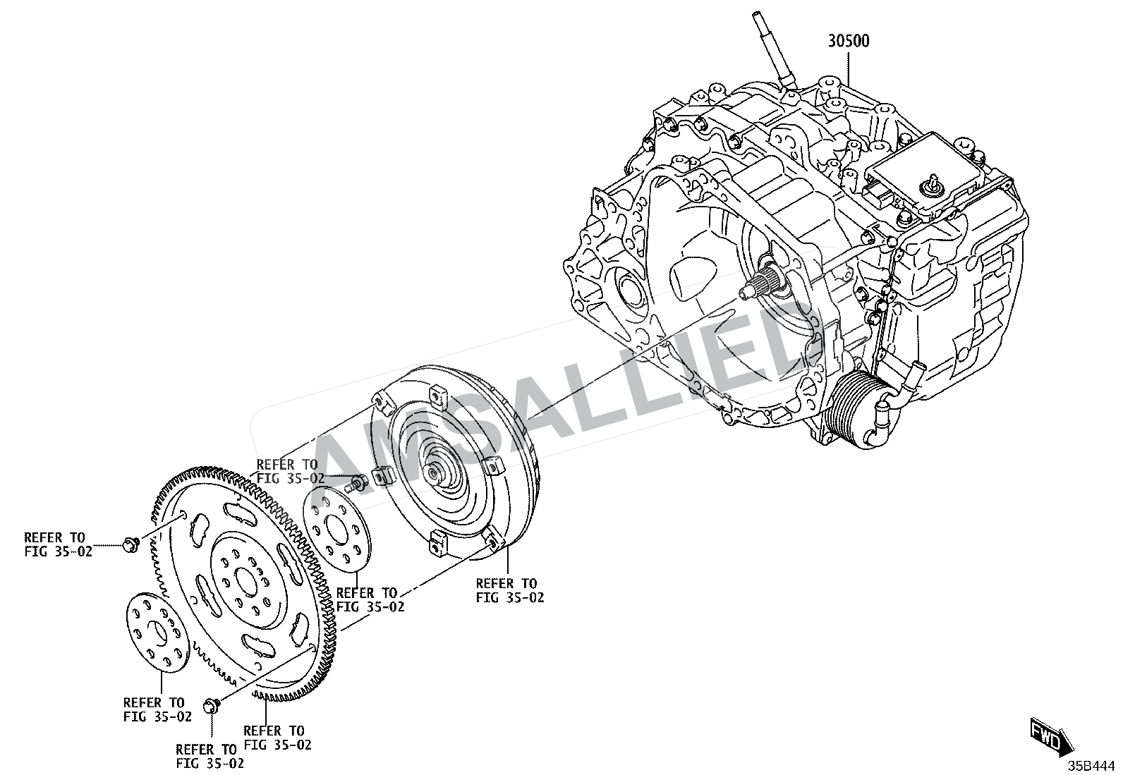 Toyota Rumion Transaxle Or Transmission Assy & Gasket Kit (atm) exploded parts diagram, figure 3501
