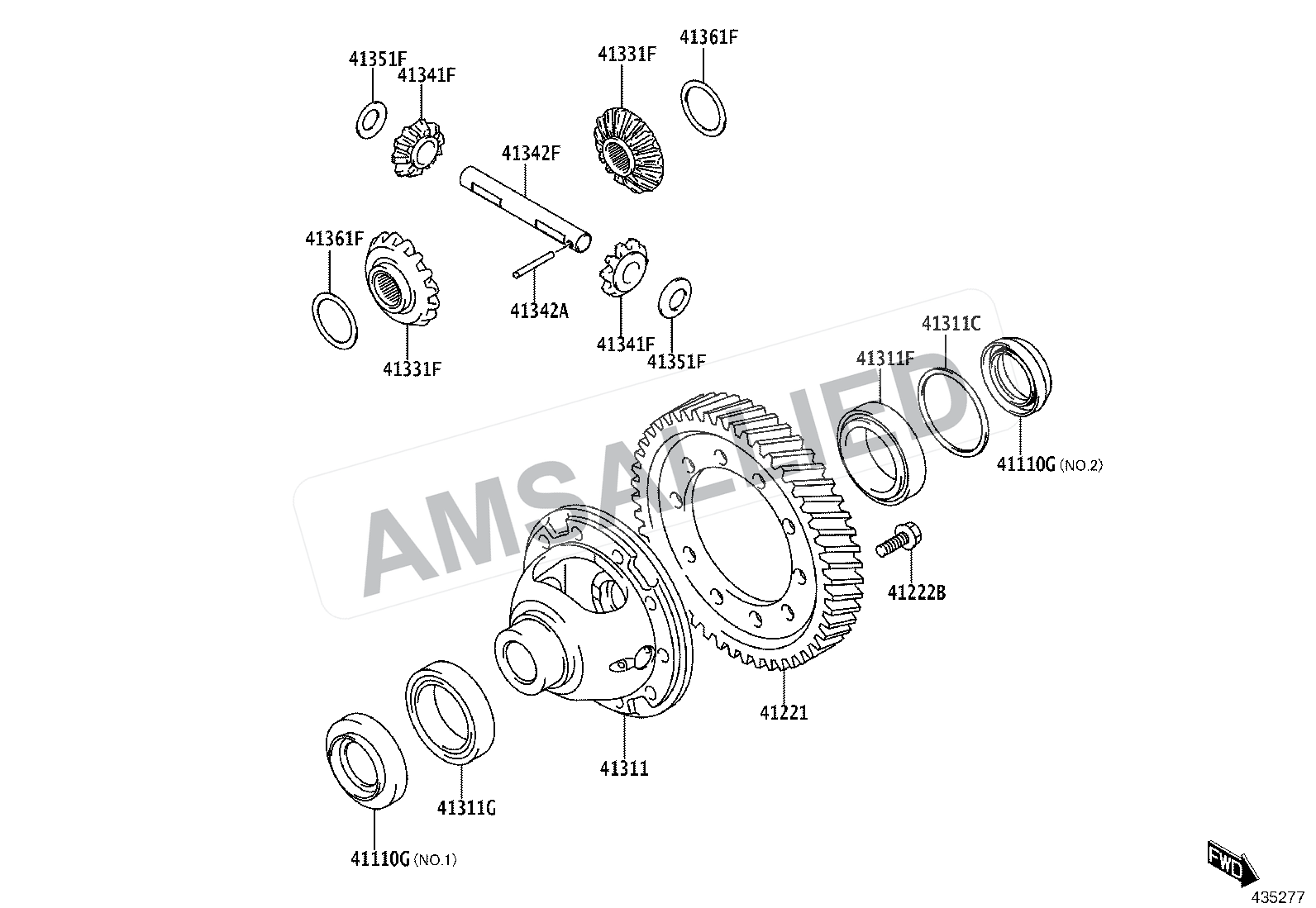 Toyota Rumion Front Axle Housing & Differential exploded parts diagram, figure 4301