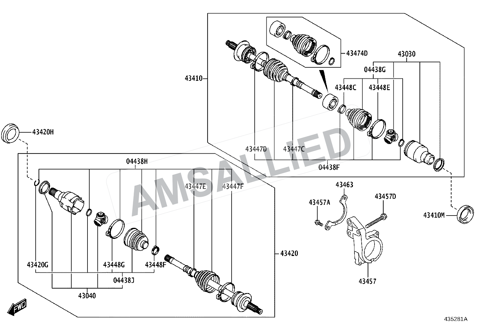 Toyota Rumion Front Drive Shaft exploded parts diagram, figure 4302
