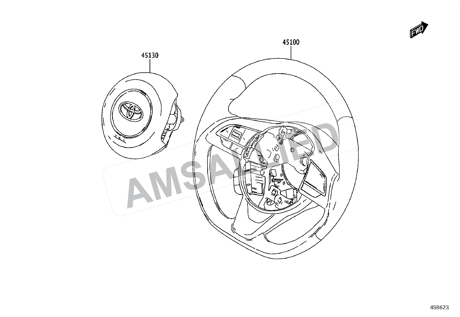 Toyota Rumion Steering Wheel exploded parts diagram, figure 4504