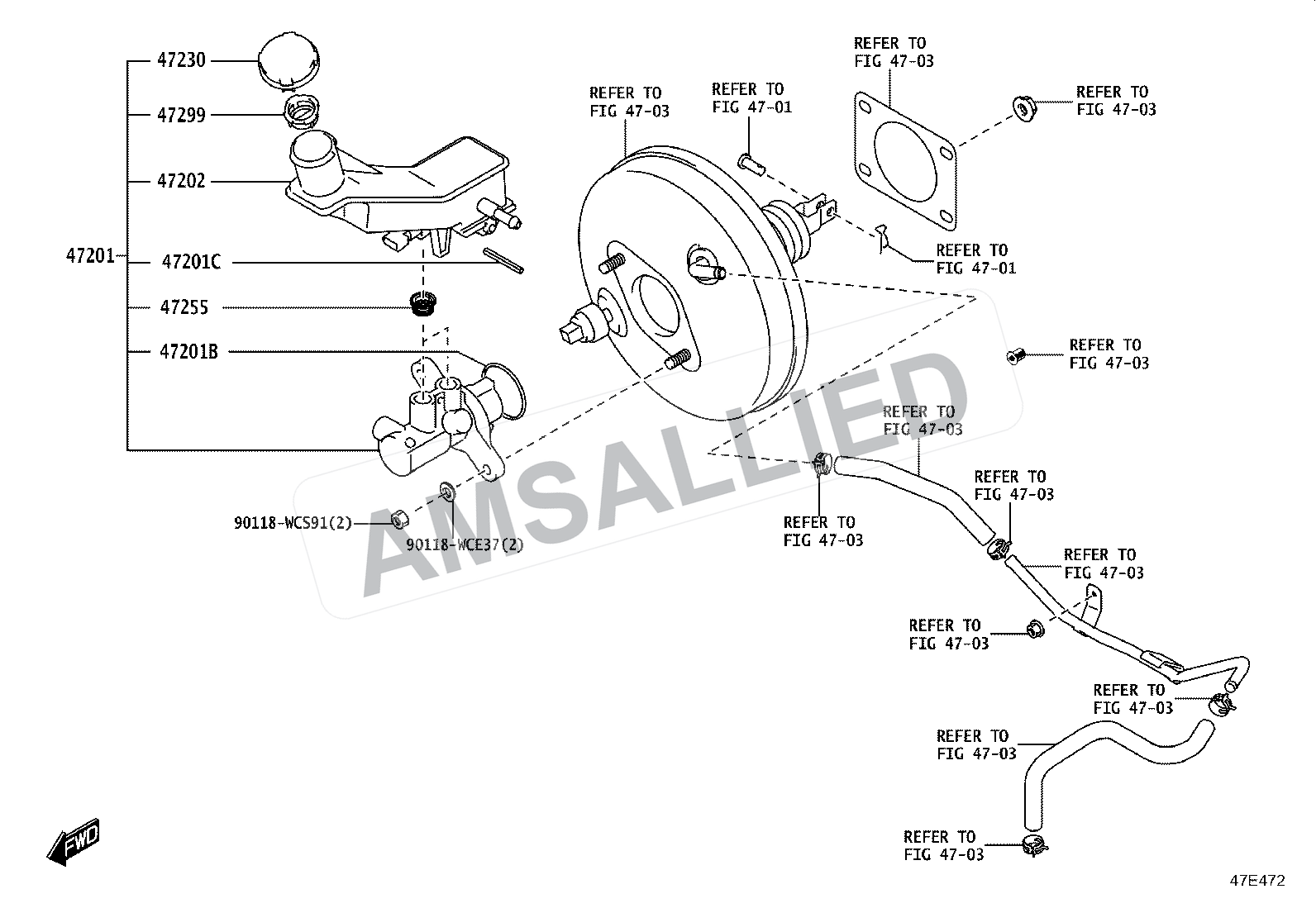 Toyota Rumion Brake Master Cylinder exploded parts diagram, figure 4702