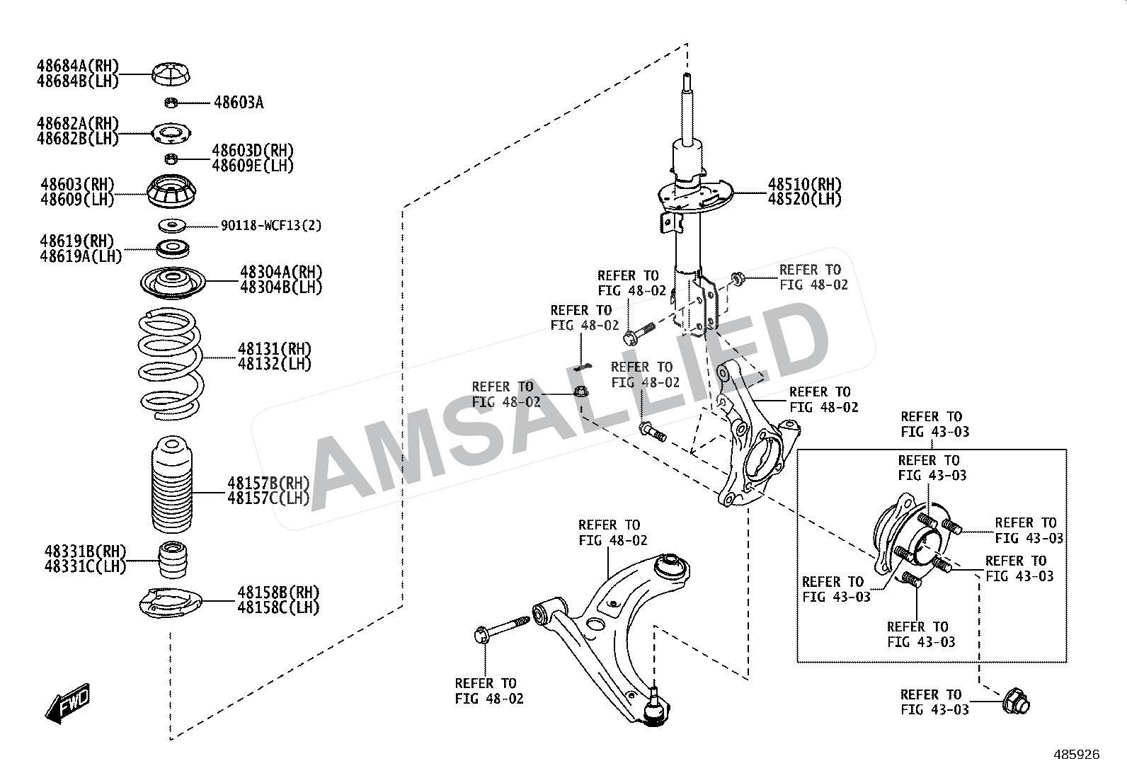 Toyota Rumion Front Spring & Shock Absorber exploded parts diagram, figure 4803