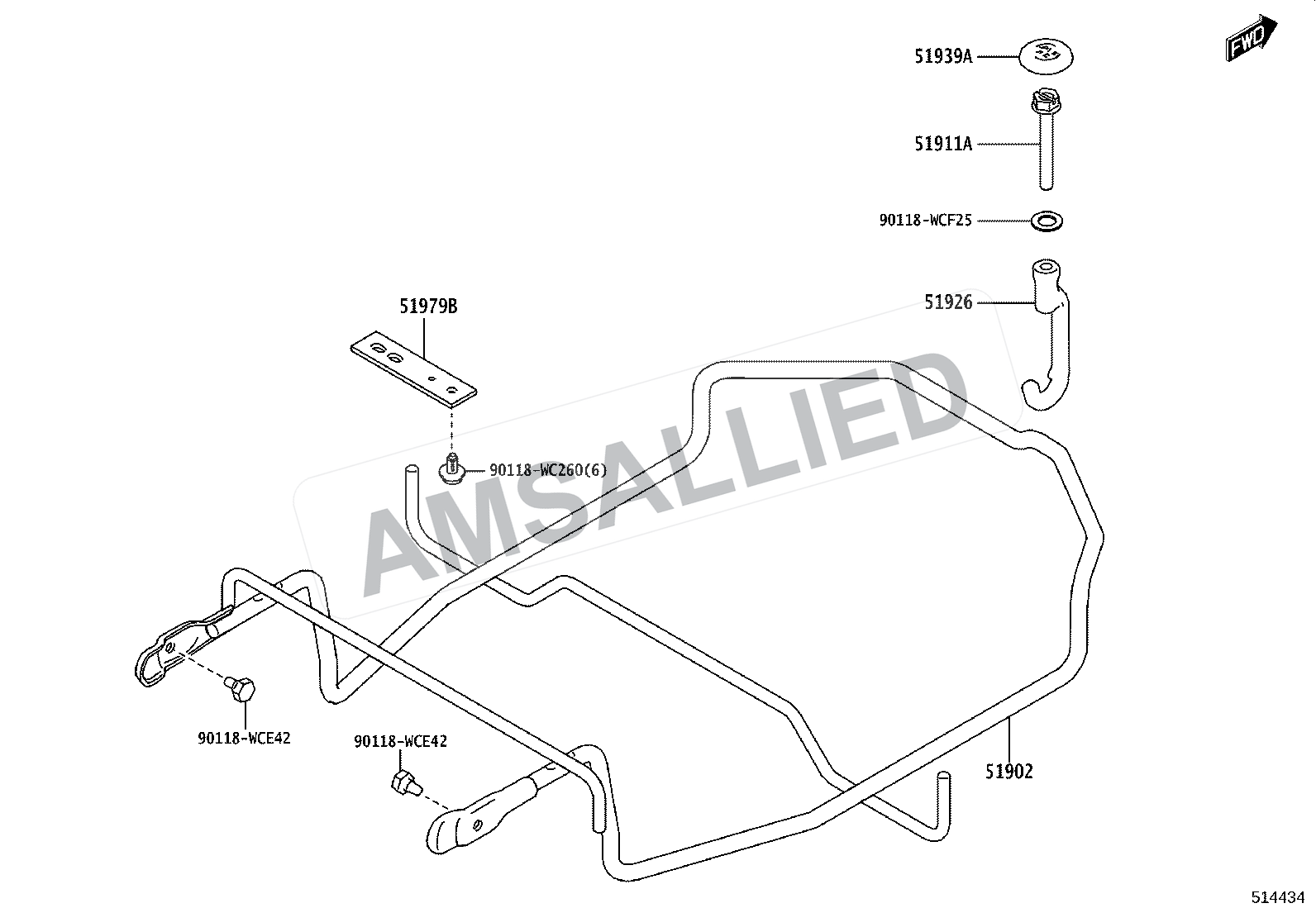 Toyota Rumion Spare Wheel Carrier exploded parts diagram, figure 5104