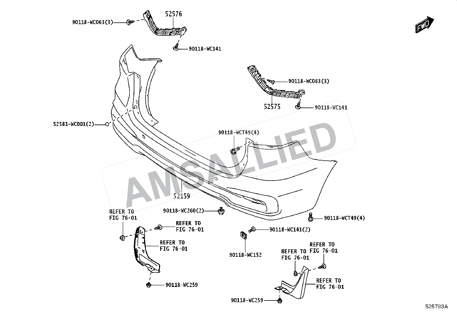 Toyota Rumion Rear Bumper & Bumper Stay exploded parts diagram, figure 5202