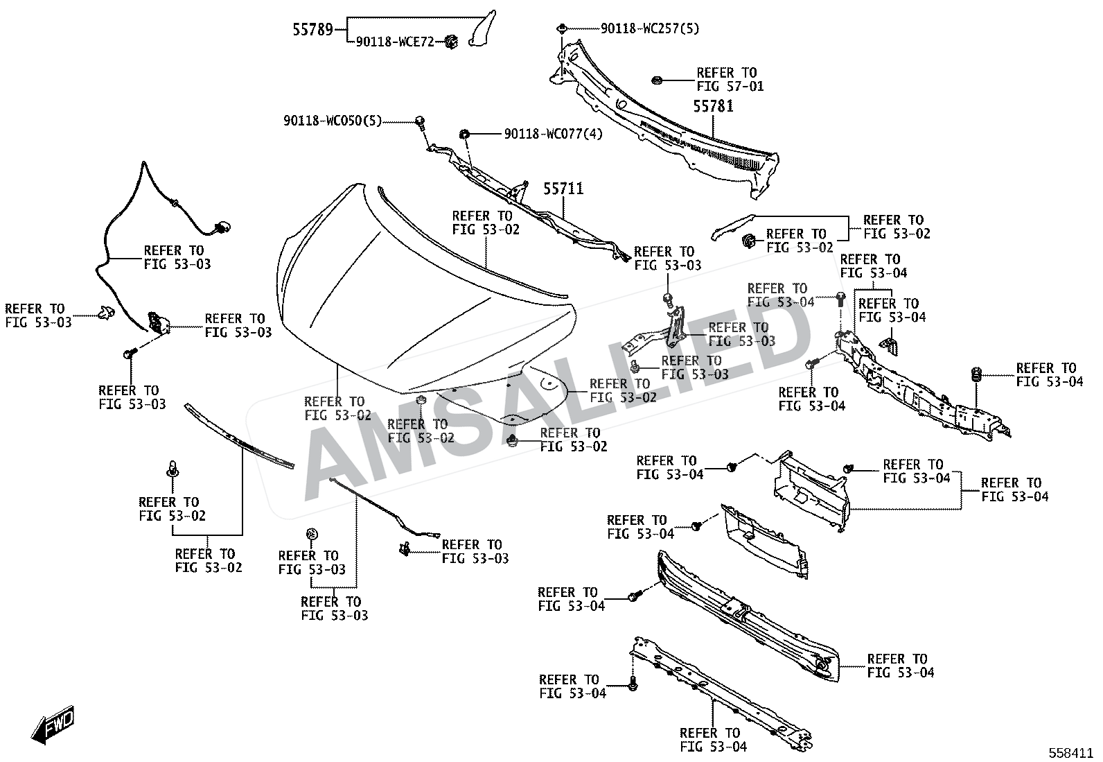 Toyota Rumion Cowl Panel & Windshield Glass exploded parts diagram, figure 5503