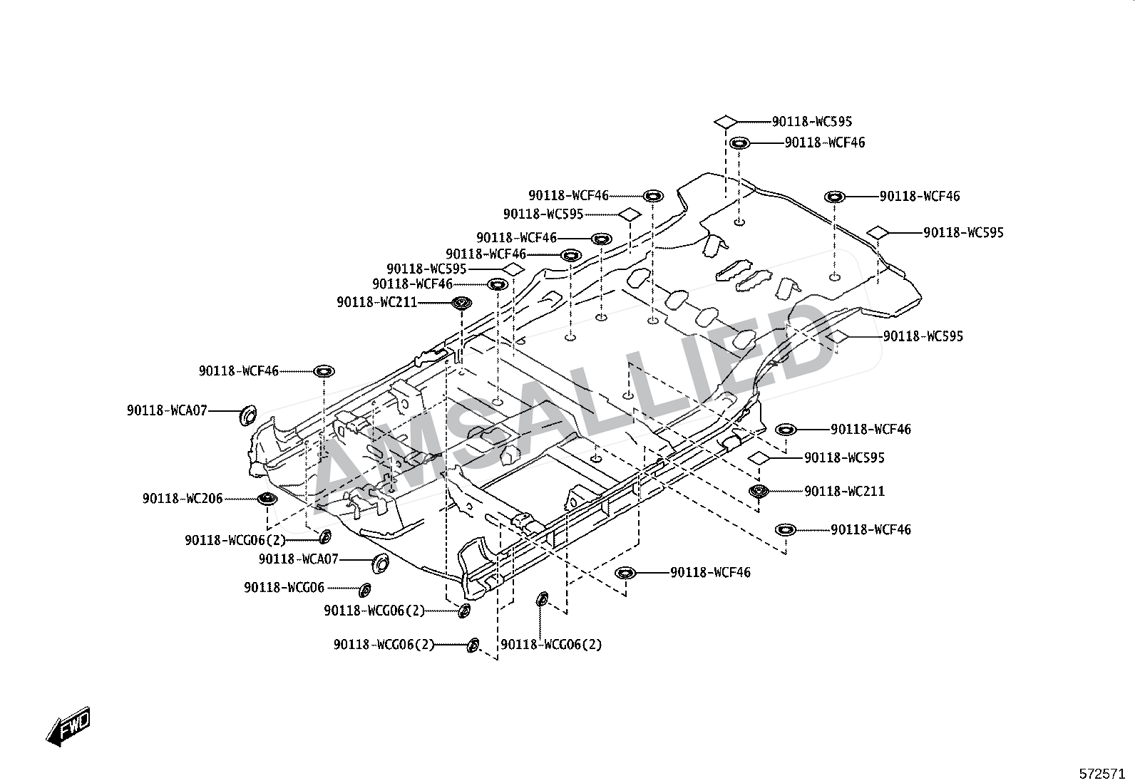 Toyota Rumion Hole Plug exploded parts diagram, figure 5701