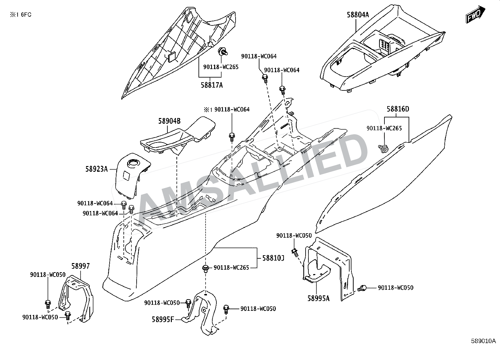 Toyota Rumion Console Box & Bracket exploded parts diagram, figure 5806