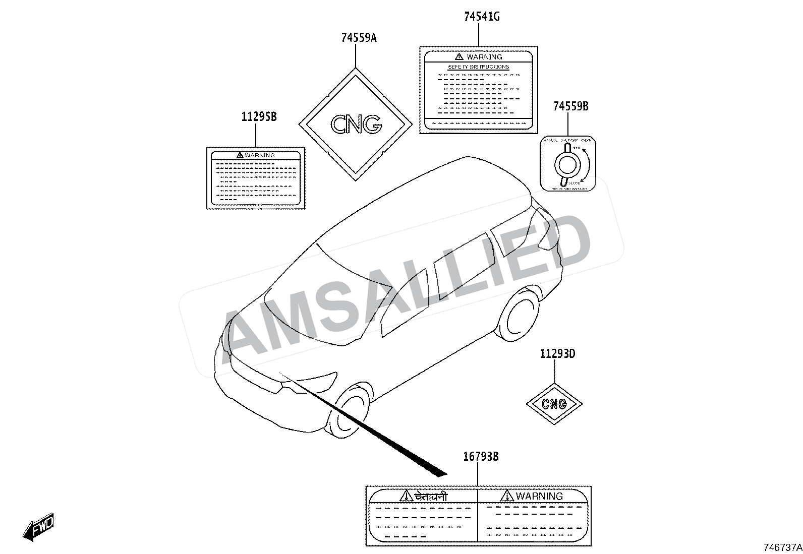 Toyota Rumion Caution Plate (exterior & Interior) exploded parts diagram, figure 7403