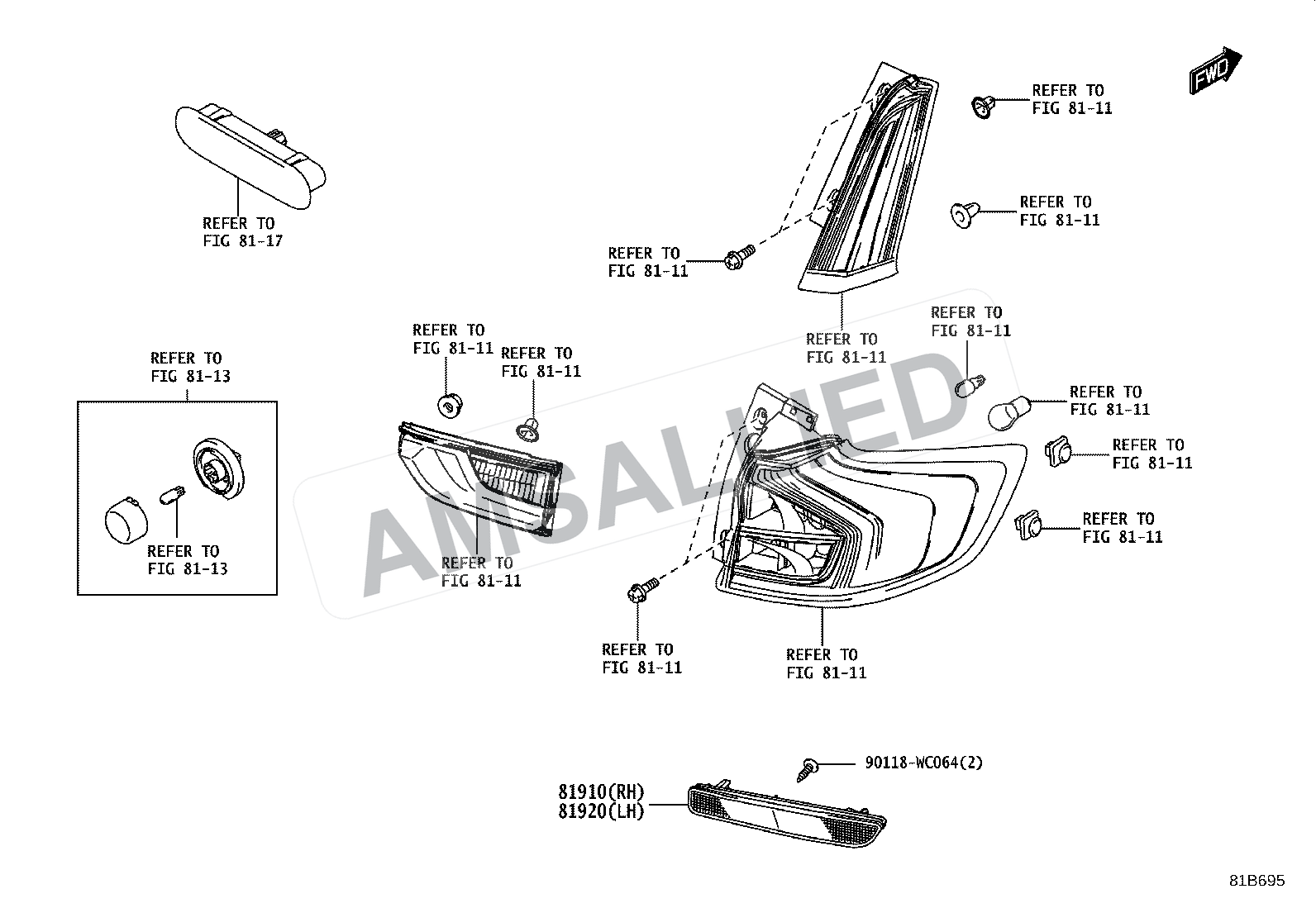 Toyota Rumion Reflex Reflector exploded parts diagram, figure 8115