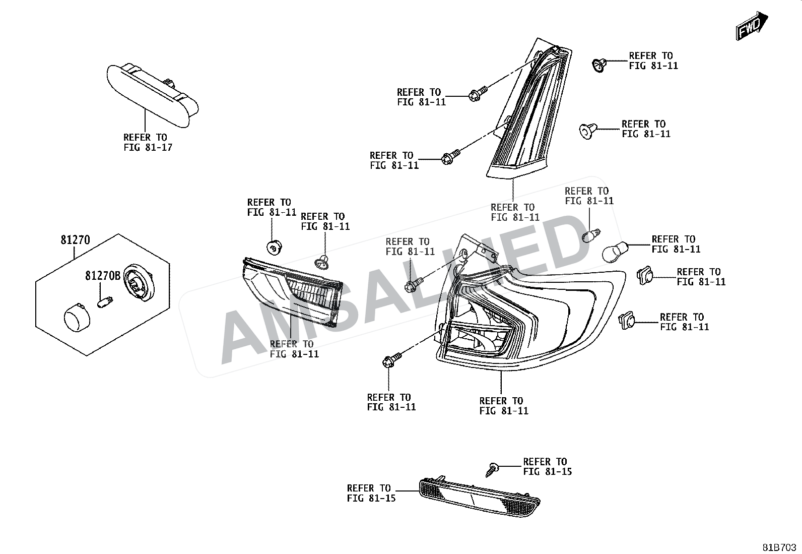 Toyota Rumion Rear License Plate Lamp exploded parts diagram, figure 8113