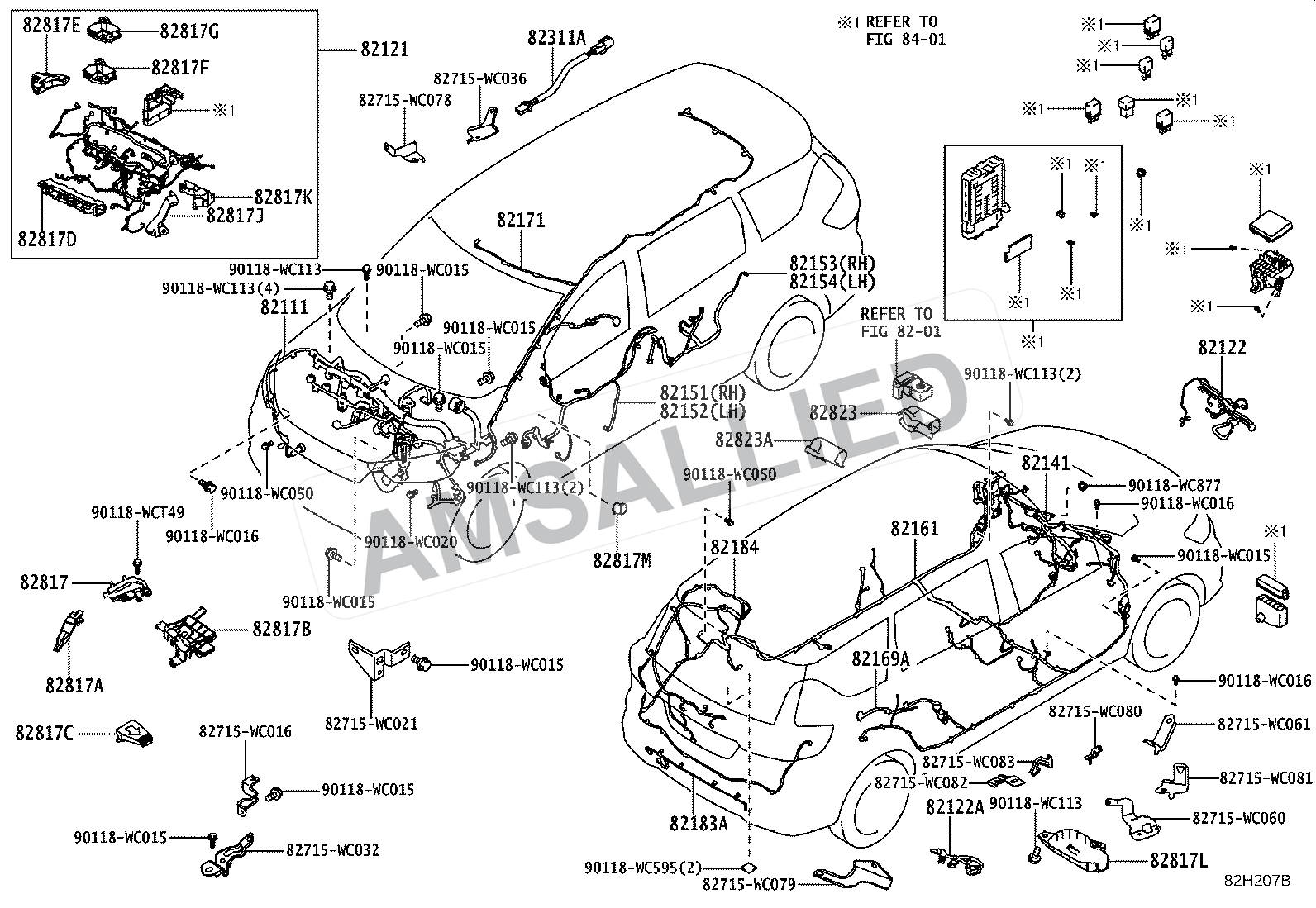 Toyota Rumion Wiring & Clamp exploded parts diagram, figure 8202