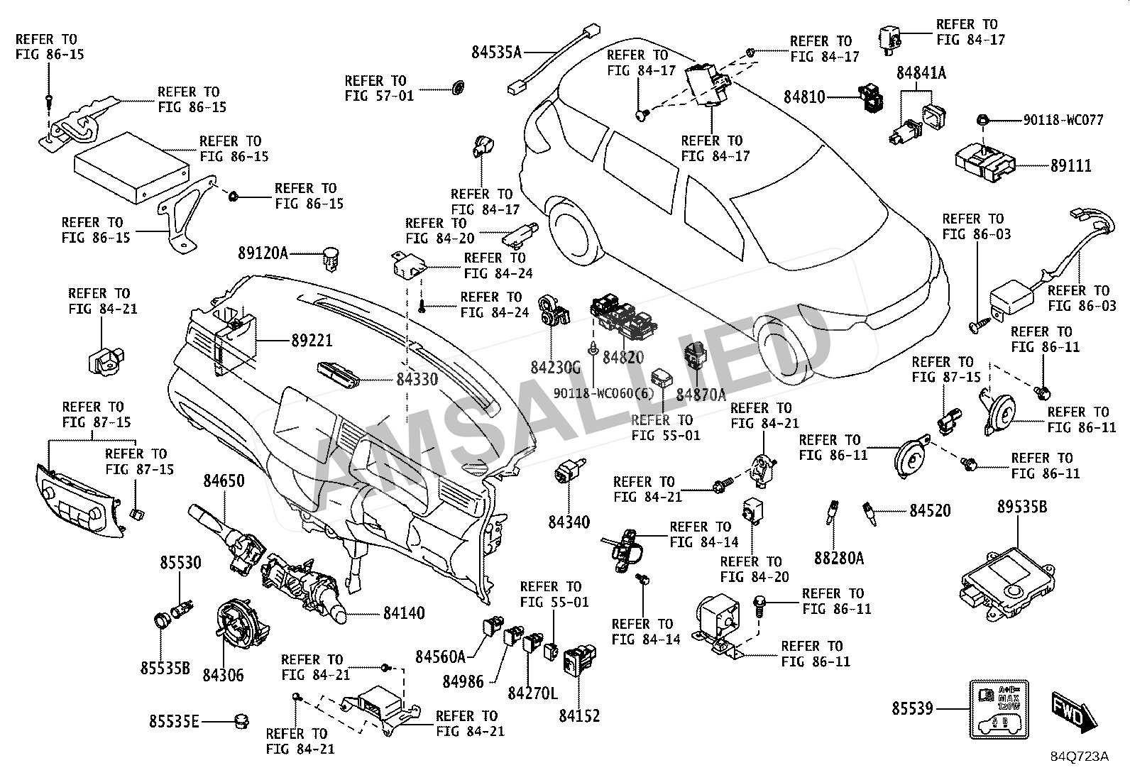 Toyota Rumion Switch & Relay & Computer exploded parts diagram, figure 8401