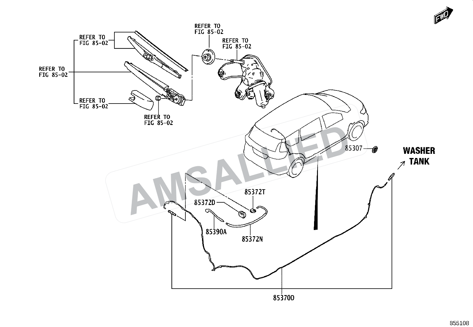 Toyota Rumion Rear Washer exploded parts diagram, figure 8504