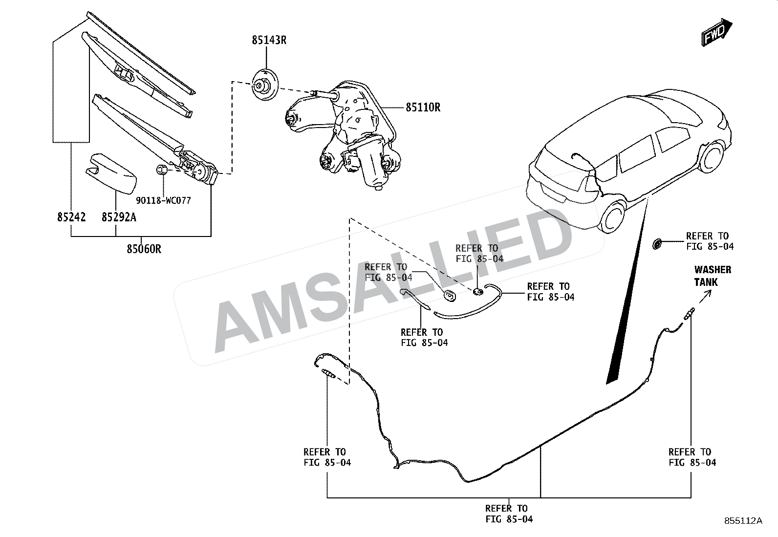 Toyota Rumion Rear Wiper exploded parts diagram, figure 8502