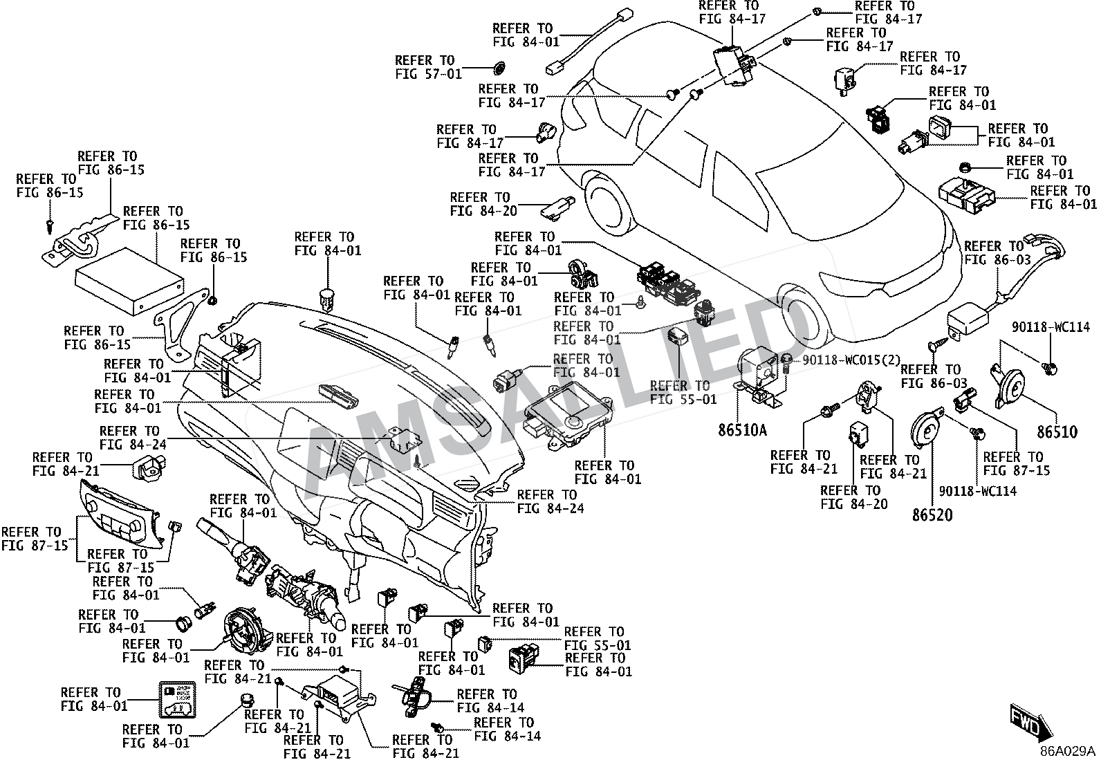 Toyota Rumion Horn exploded parts diagram, figure 8611
