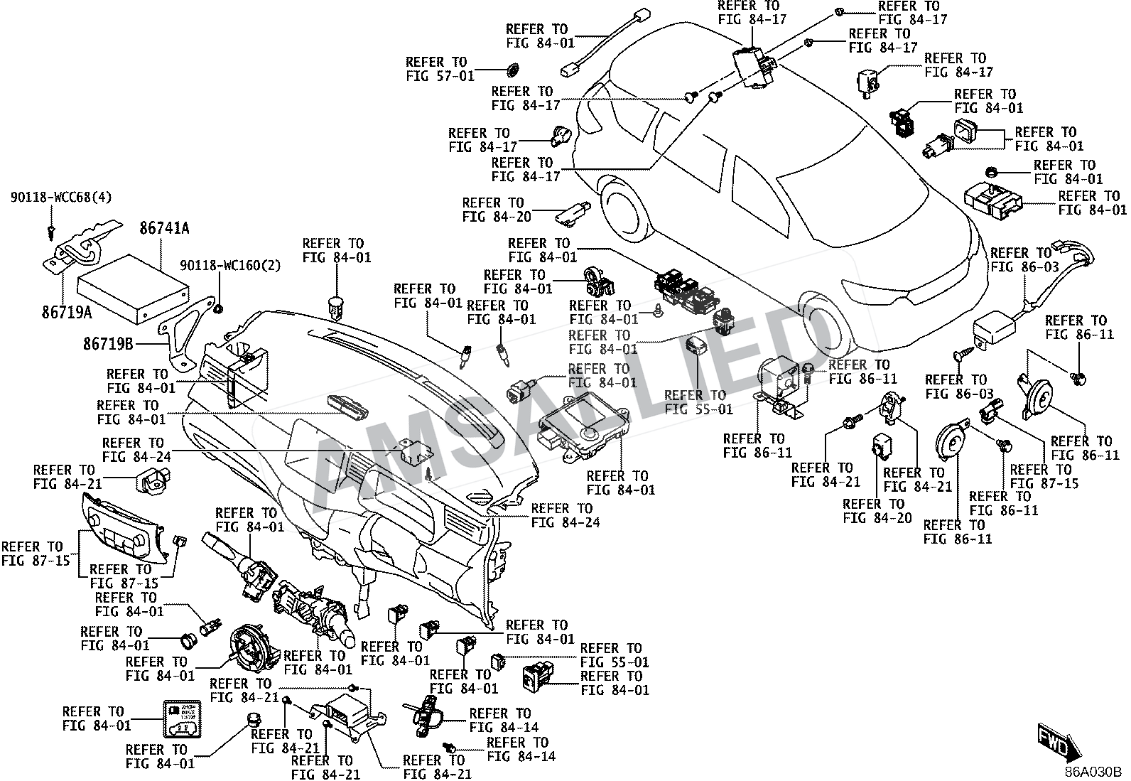 Toyota Rumion Telephone & Mayday exploded parts diagram, figure 8615