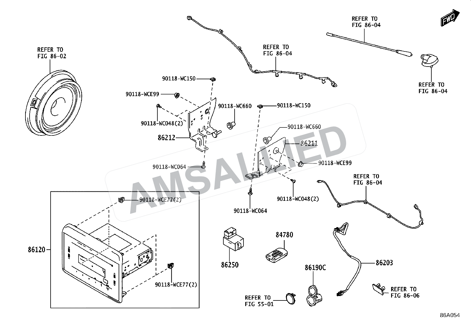 Toyota Rumion Radio Receiver & Amplifier & Condenser exploded parts diagram, figure 8601