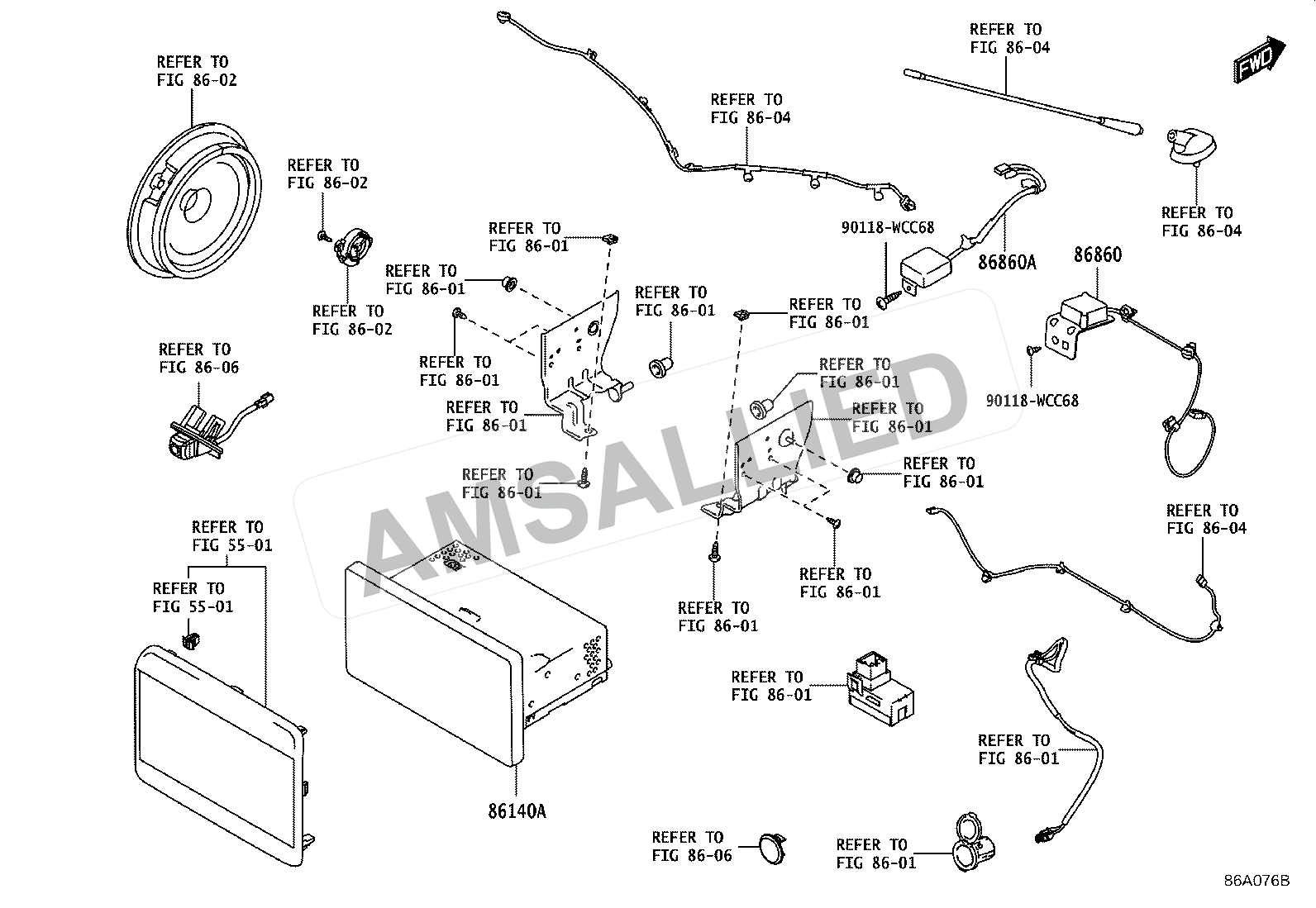 Toyota Rumion Navigation & Front Monitor Display exploded parts diagram, figure 8603