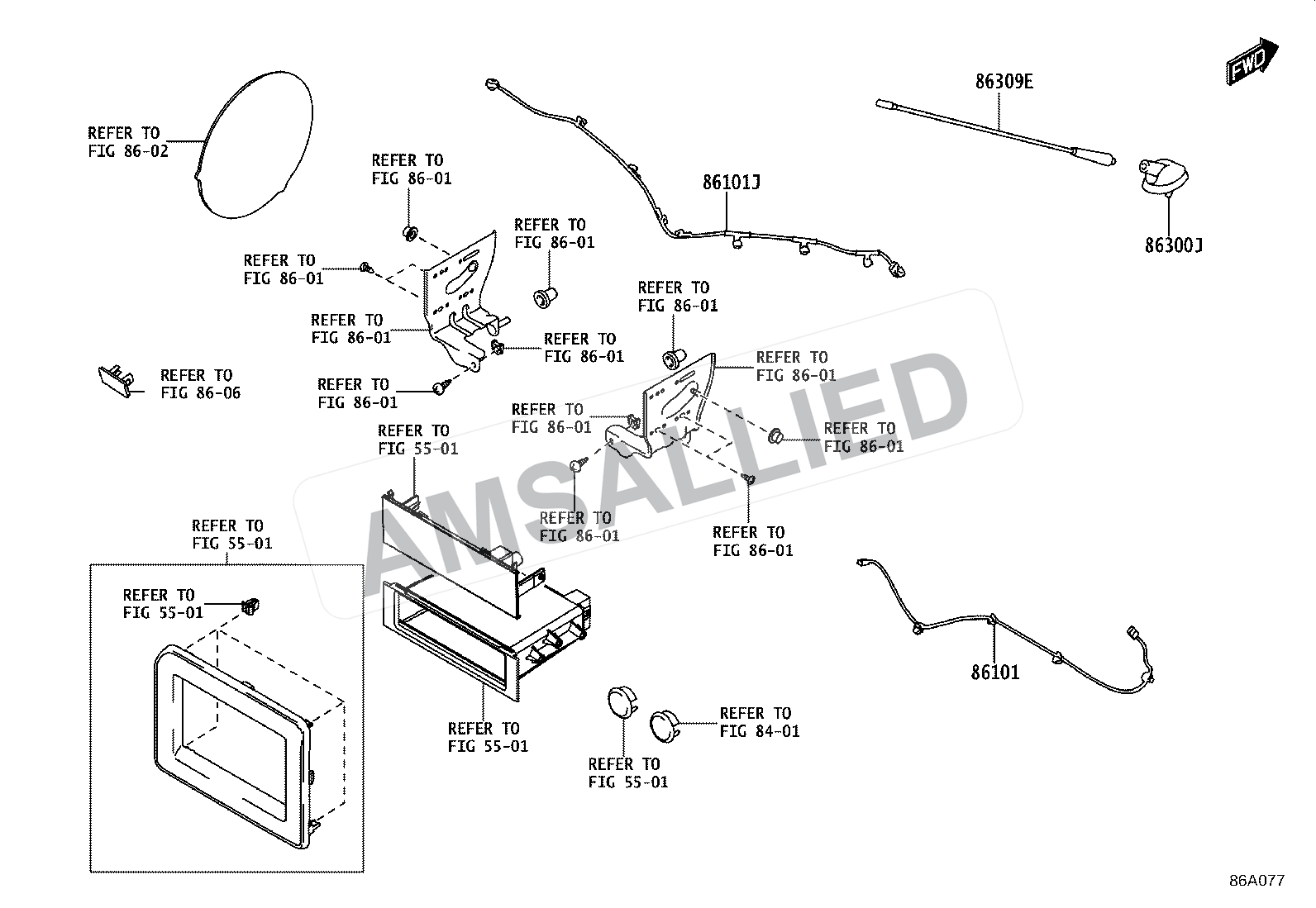 Toyota Rumion Antenna exploded parts diagram, figure 8604