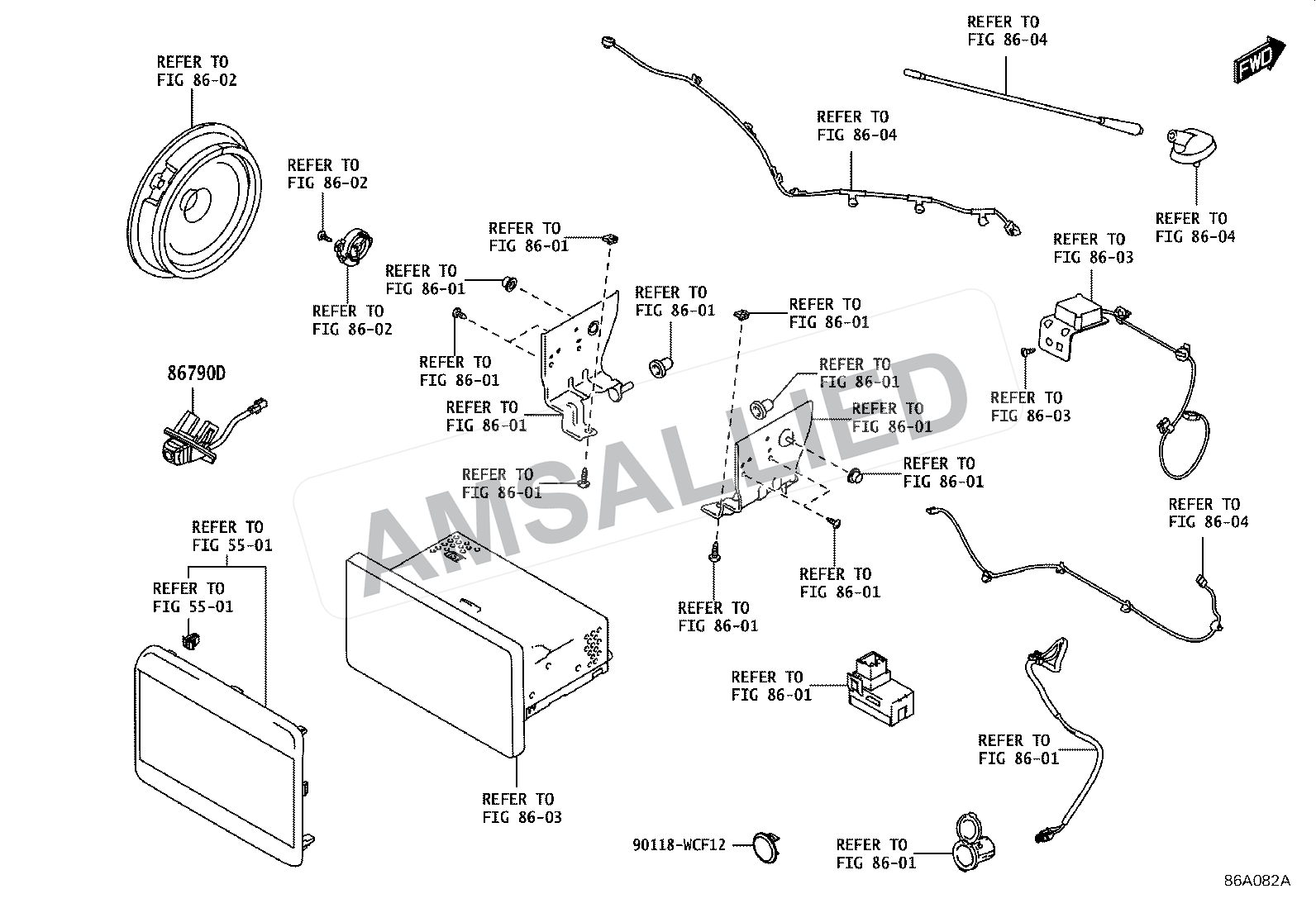 Toyota Rumion Camera & Rear Monitor Display exploded parts diagram, figure 8606