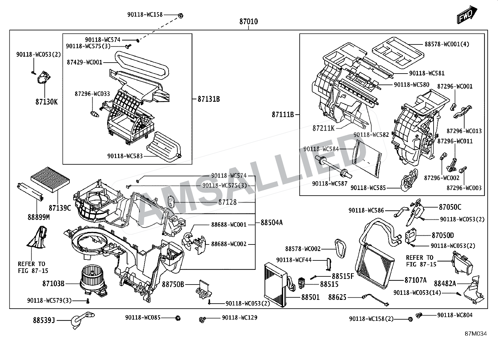 Toyota Rumion Heating & Air Conditioning - Cooler Unit exploded parts diagram, figure 8714