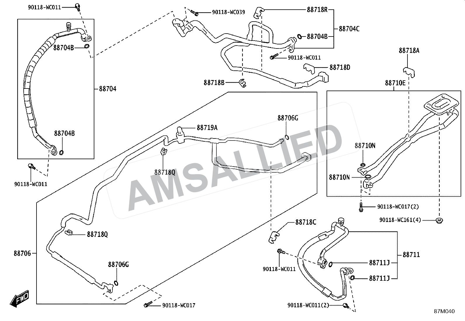 Toyota Rumion Heating & Air Conditioning - Cooler Piping exploded parts diagram, figure 8718