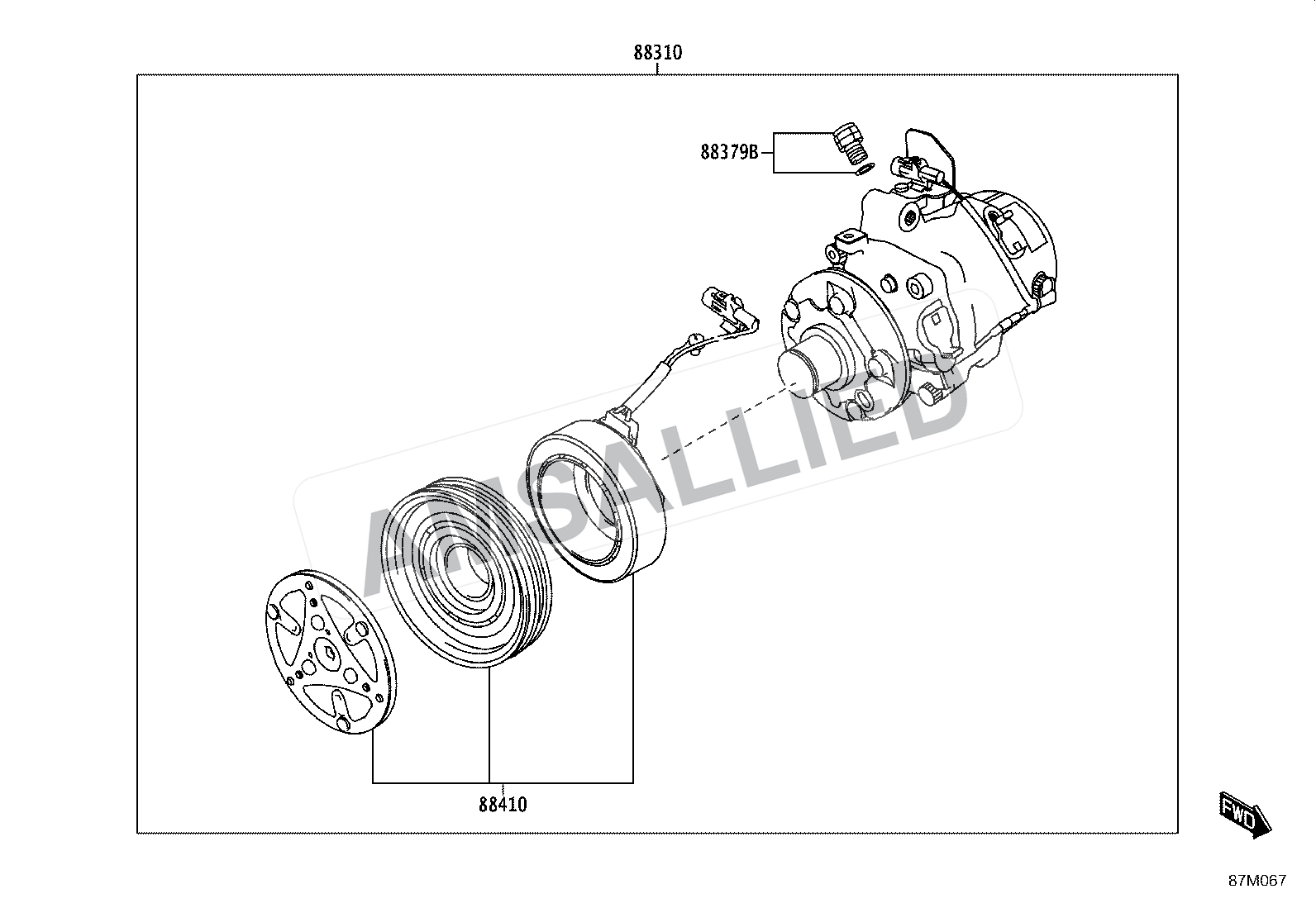 Toyota Rumion Heating & Air Conditioning - Compressor exploded parts diagram, figure 8719
