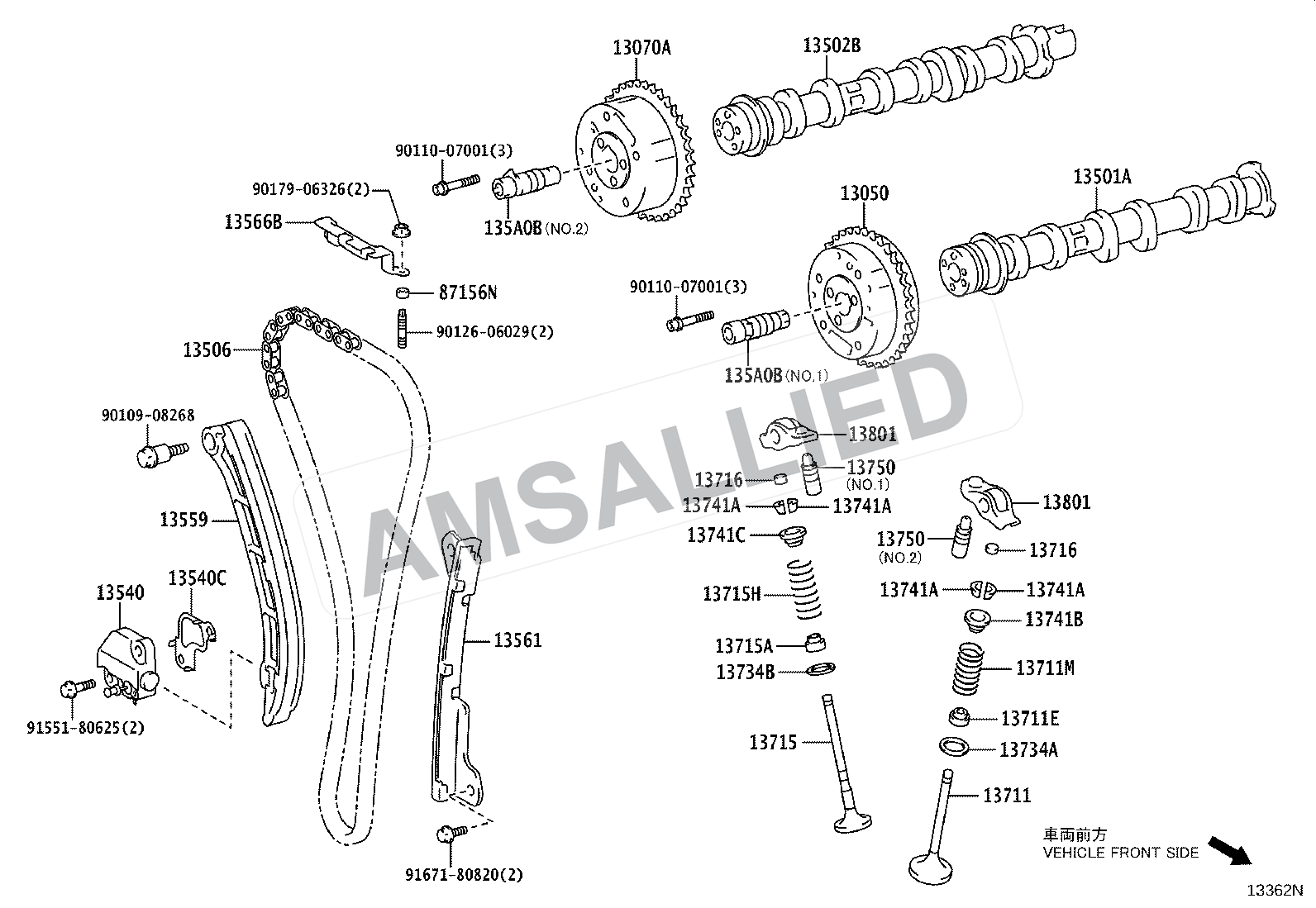 Toyota Taisor Camshaft & Valve exploded parts diagram, figure 1302