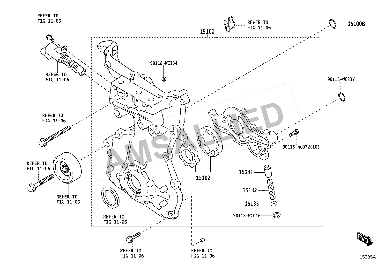 Toyota Taisor Engine Oil Pump exploded parts diagram, figure 1501