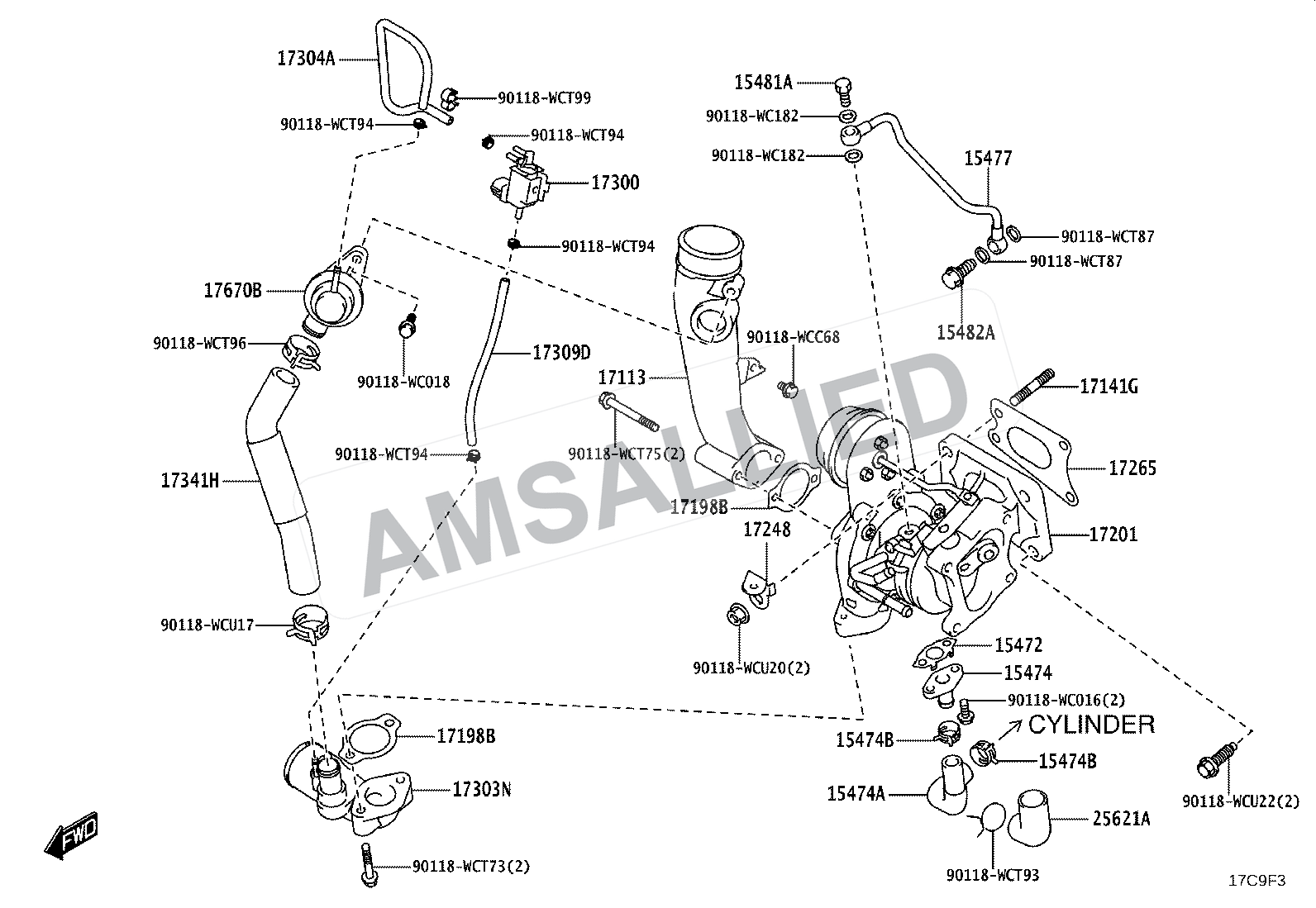 Toyota Taisor Manifold exploded parts diagram, figure 1701