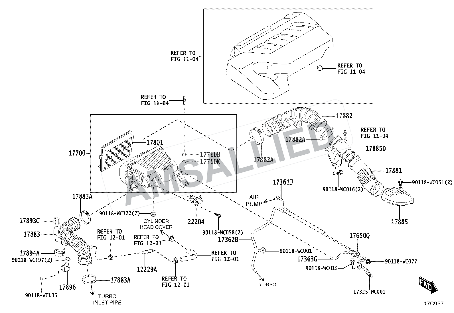 Toyota Taisor Air Cleaner exploded parts diagram, figure 1703