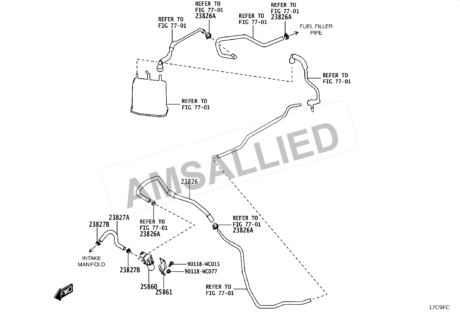 Toyota Taisor Vacuum Piping exploded parts diagram, figure 1708