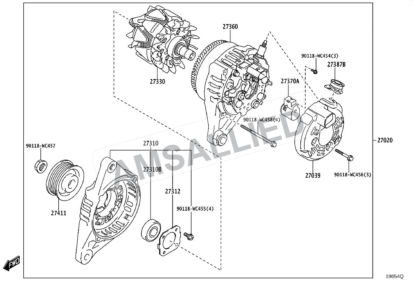 Toyota Taisor Alternator exploded parts diagram, figure 1903