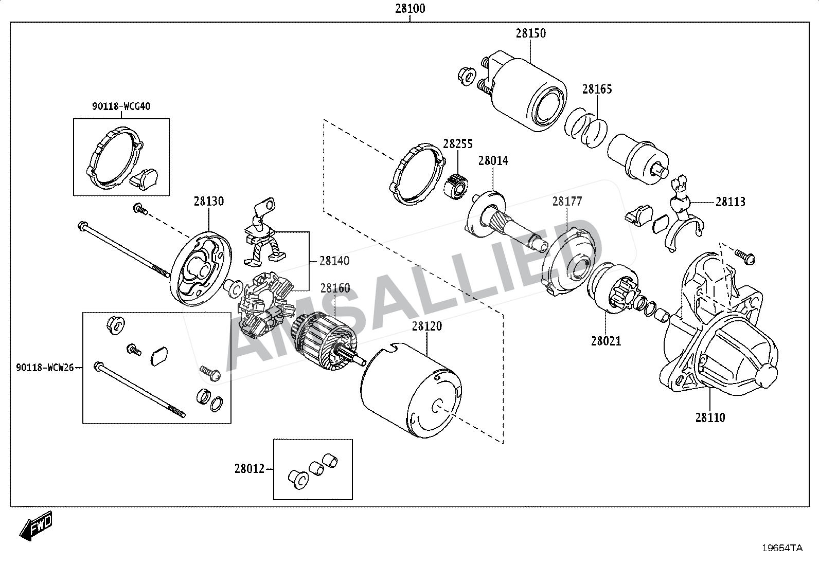Toyota Taisor Starter exploded parts diagram, figure 1904