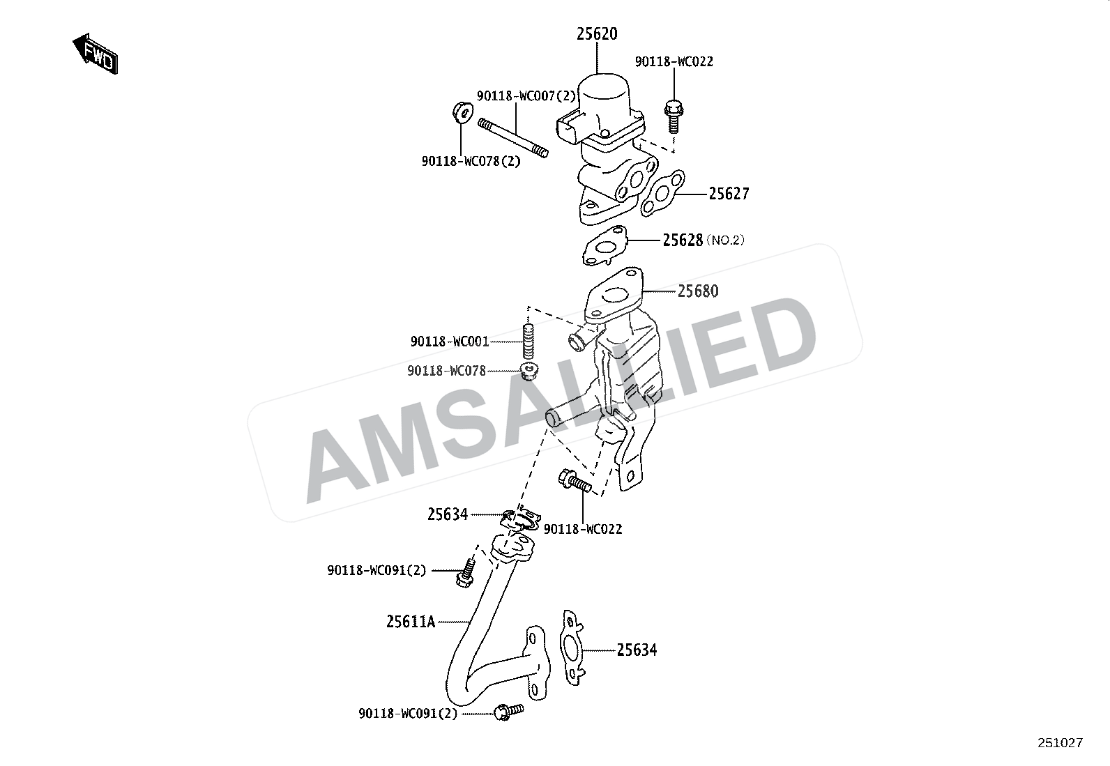 Toyota Taisor Exhaust Gas Recirculation System exploded parts diagram, figure 2501