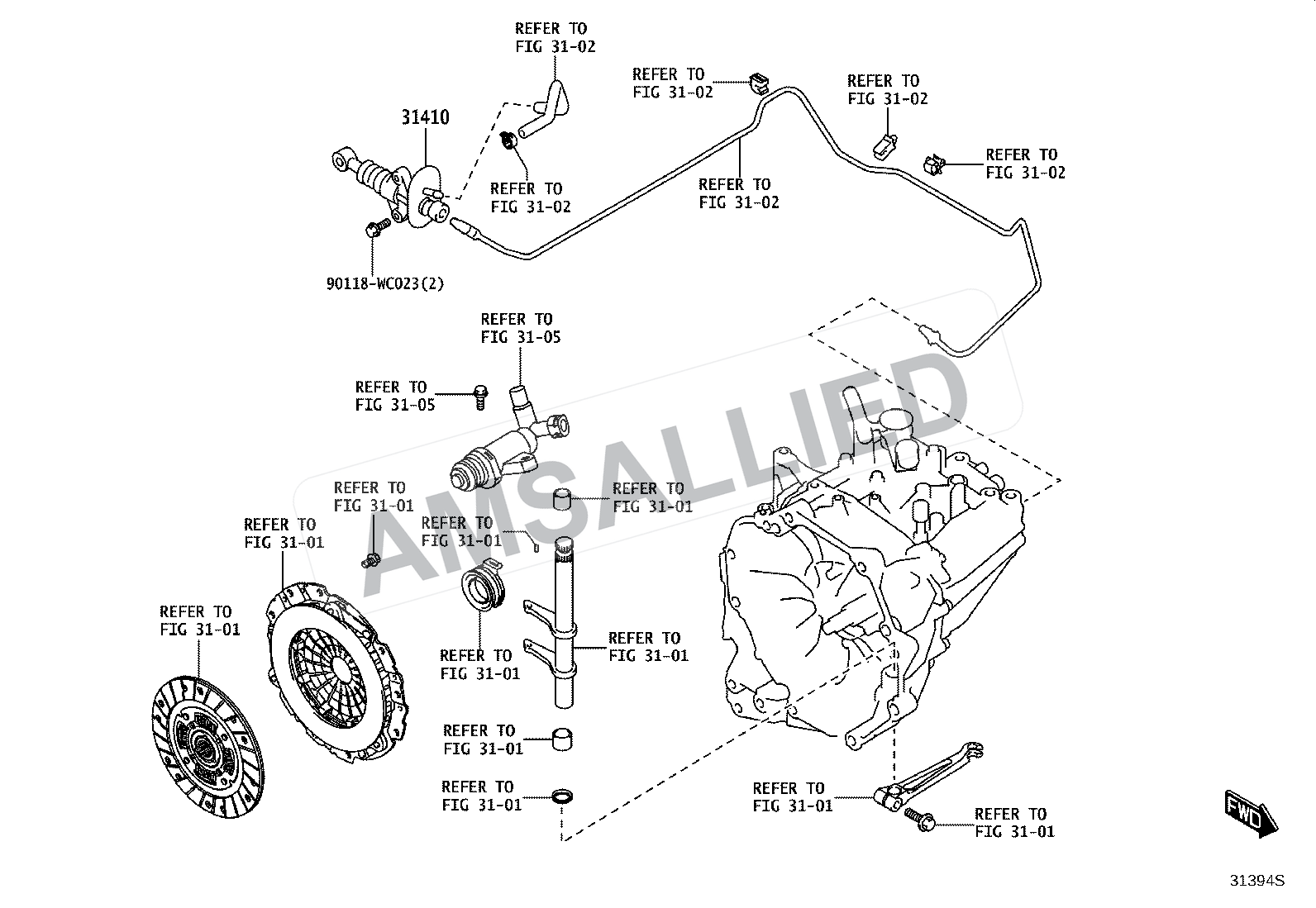 Toyota Taisor Clutch Master Cylinder exploded parts diagram, figure 3103