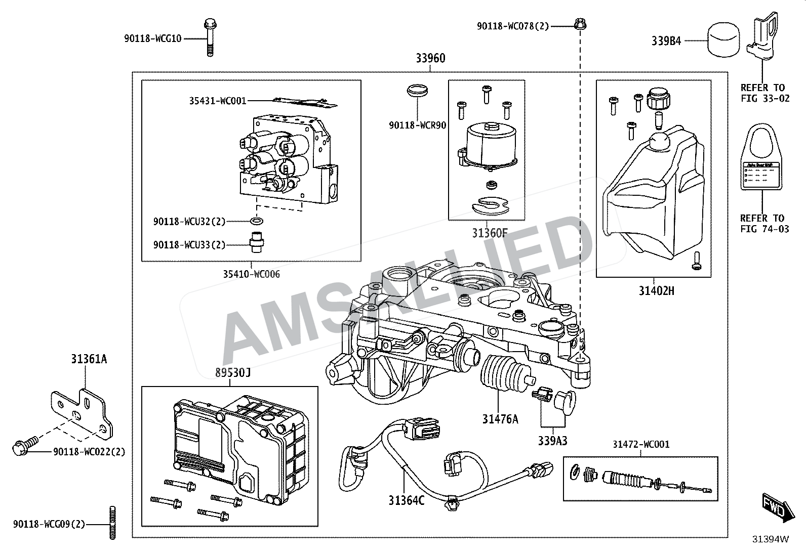 Toyota Taisor Pump & Actuator, Sequential Or Multi-mode Manual Transaxle exploded parts diagram, figure 3107