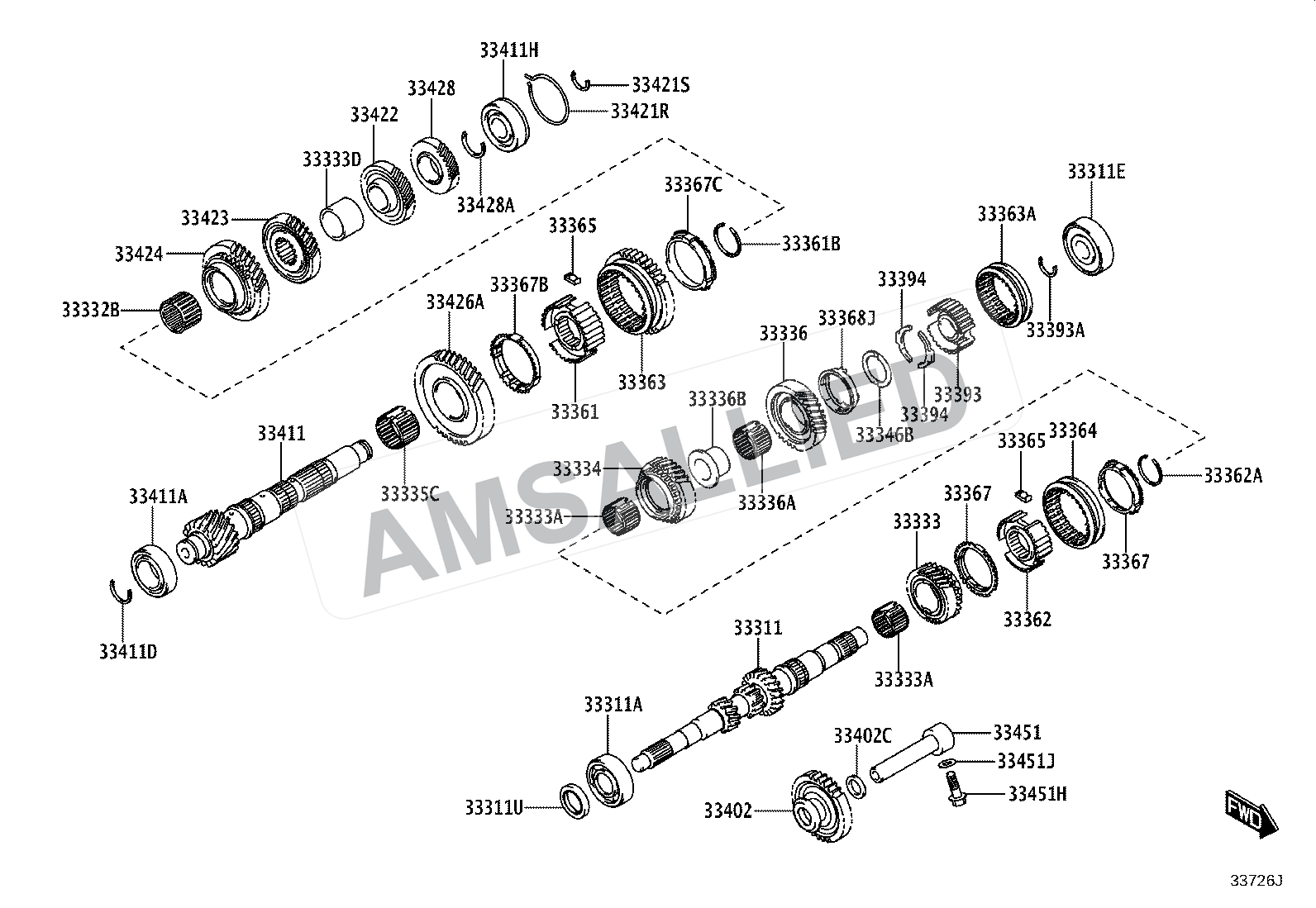 Toyota Taisor Transmission Gear (mtm) exploded parts diagram, figure 3305